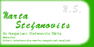 marta stefanovits business card